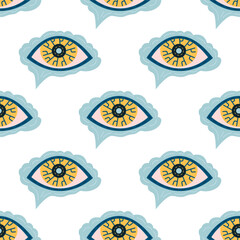 Technology seamless pattern with AI eyes - 650435689