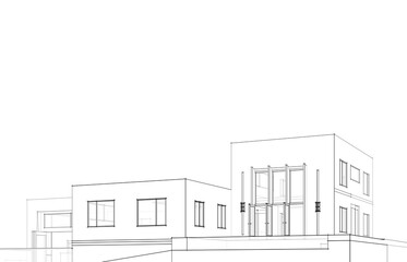 House building sketch 3d rendering 