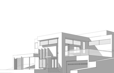 House building sketch 3d rendering 