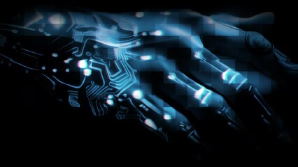 An image of CyberAddicts hand, fingers adorned with intricate circuitry and synthetic skin, displaying an astonishing level of dexterity and precision.