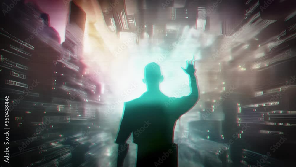 Poster a lone figure stands amidst a sea of digital code, their hands gracefully maneuvering through the bi