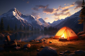 Alpine Retreat: 8K Hyper-Realistic Camping Serenity
