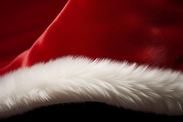 Plush Velvet Santa Hat With White Trim Macro Photography