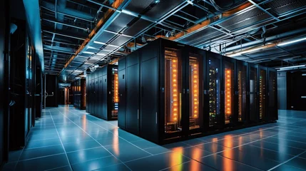 Data center for cryptocurrency mining or storing large data sets. Generative AI © VideoMeile