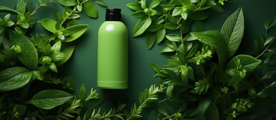 Trendy eco friendly hair care products with organic and natural elements - obrazy, fototapety, plakaty