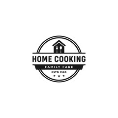 Home Cooking Logo or Home Cooking Label Vector Isolated. Best Home Cooking logo for food product, print design, restaurant logo, and more about Home Made Cooking.