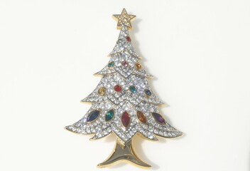 Christmas Holiday Tree pin brooch vintage costume jewelry fashion accessory - obrazy, fototapety, plakaty