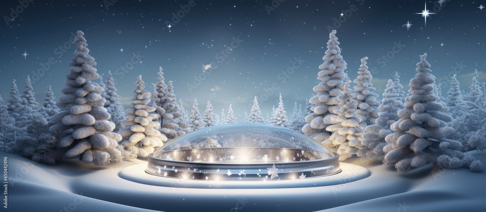 Poster display with christmas theme and winter elements for showcasing products or text