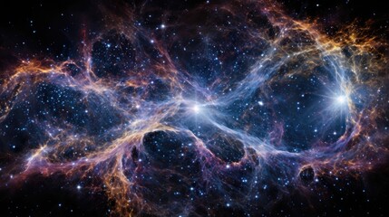 This spellbinding snapshot unveils a mesmerizing galactic tapestry, its dark matter woven intricately within the cosmic threads. A profound absence of visible light gives way to an Mod3f