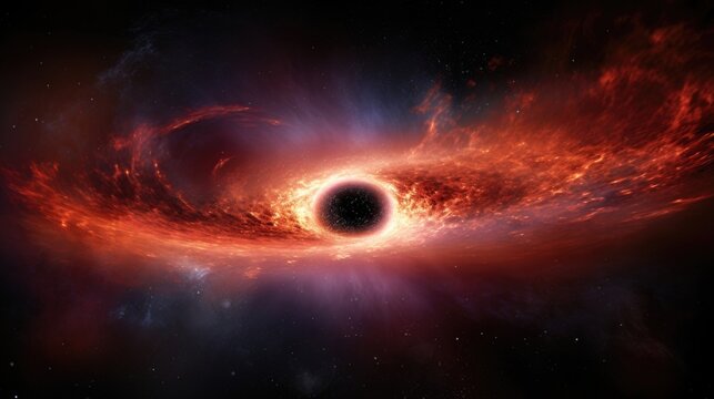 A striking image showcases the grandeur of a supermassive black hole at the center of a galaxy, surrounded by an enormous accretion disc where relentless cosmic winds reshape the Mod3f