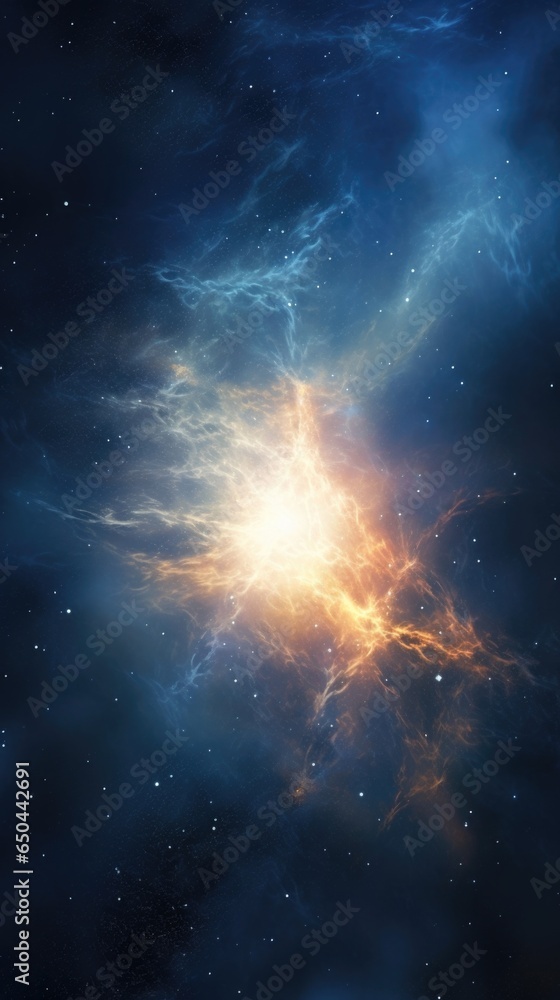 Poster a celestial glow emanates from the heart of a distant star , casting its luminosity on a cosmic tape