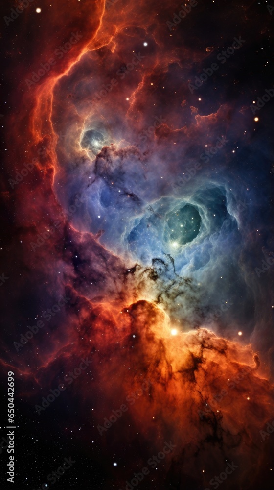 Poster a breathtaking snapshot of a celestial collision between two distant galaxies, illuminated by the di