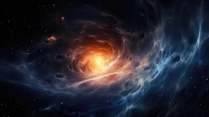 Fotobehang The haunting beauty of the universe unfolds in this snapshot capturing a black hole devouring a dense cloud of interstellar gas, leaving behind only emptiness and mystery. Mod3f © Justlight