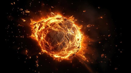 Fototapeta premium Echoing Flames Ignites an enchanting fireball that bursts into multiple flame projectiles upon impact, engulfing the area in a chaotic blaze. Mod3f