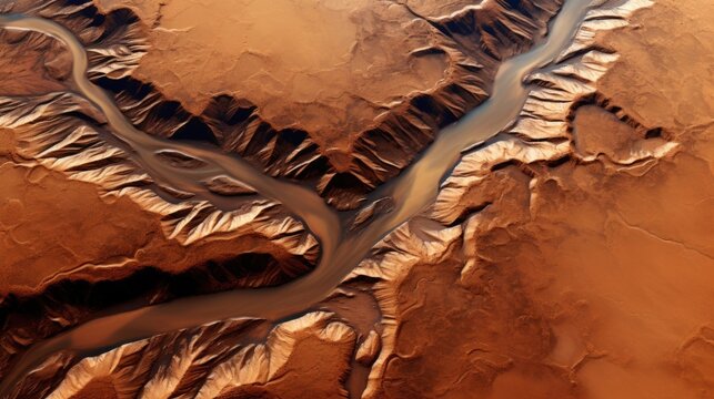 A mesmerizing snapshot from space showcases the magnificent Valles Marineris, a remarkable Martian canyon system displaying cliff faces and winding channels carved over millions of Mod3f