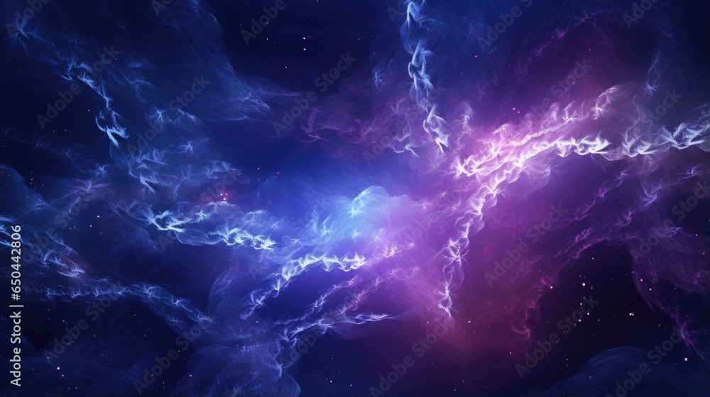 Poster cascading waves of electrified plasma surge through the mysterious depths of space, creating a mesme