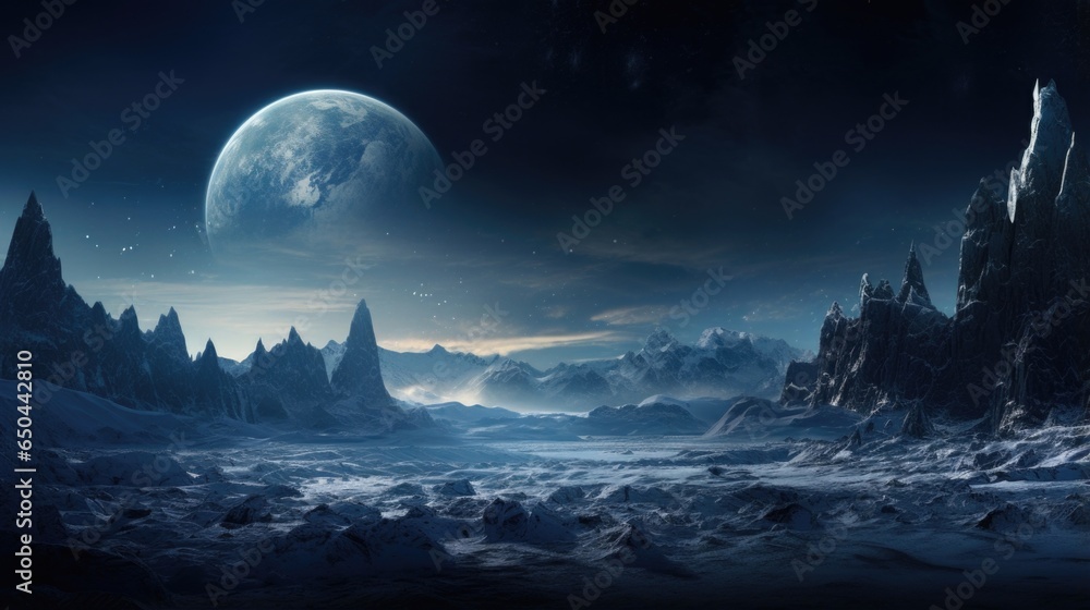 Wall mural a striking image capturing the grandeur of europas towering ice cliffs reaching towards the endless 