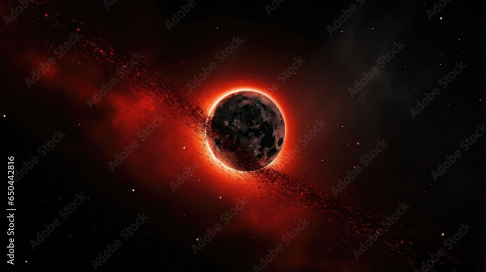 Poster against a backdrop of countless ling stars, the moon undergoes a stunning transformation, gradually 