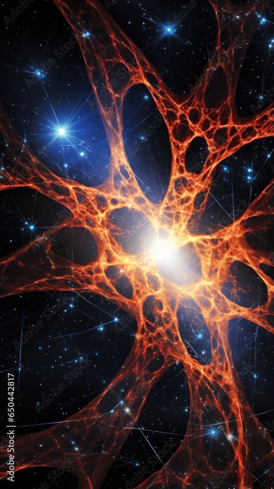 Wall mural a captivating snapshot unveiling the enigmatic spiderweblike pattern of glistening star s and lumino