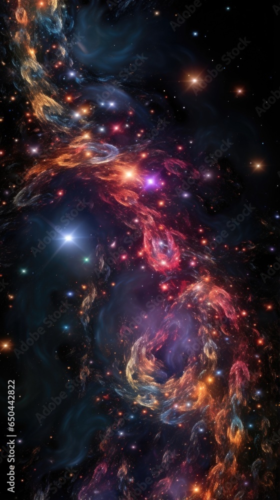 Poster a captivating image unveiling the profound effects of cosmic shear on a of galaxies, where previousl