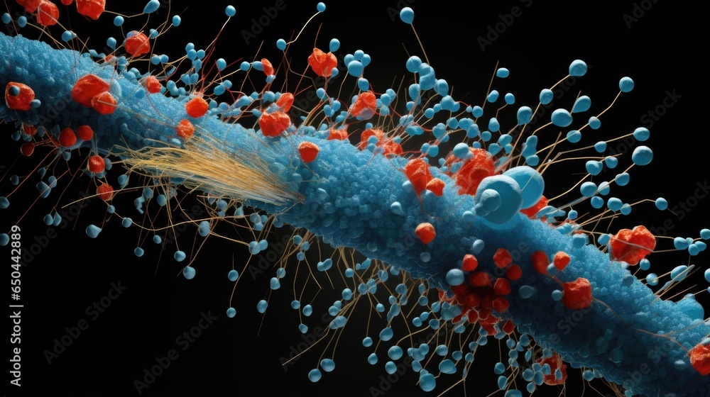 Poster magnified view of receptor molecules capturing external molecules with remarkable precision, trigger