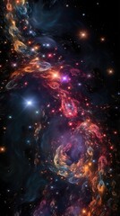 A captivating image unveiling the profound effects of cosmic shear on a of galaxies, where previously uniform structures now appear stretched and morphed, creating a cosmic tapestry Mod3f