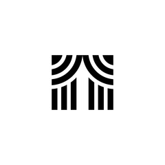 Curtain black vector logo design