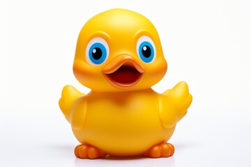 Cute little yellow rubber duck. Fun toy for baby bath.