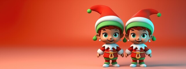 Obraz na płótnie Canvas Isolated 3D Render of Cute Christmas Elf on Christmas Background