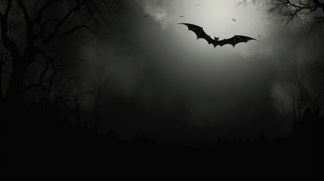 3D Render of Creepy Bat Silhouette with Blank Space for Text