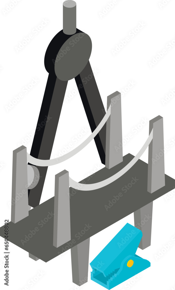 Leinwandbilder bridge project icon isometric vector. bridge model and large drawing compass. design and constructio