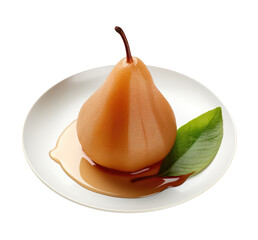 Poached Pear Isolated on a Transparent Background - obrazy, fototapety, plakaty