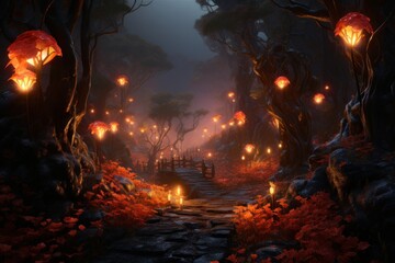 Flaming Wilderness: An 8K Forest of Lava Light
