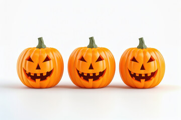 Orange craved pumpkin with halloween theme on a white background