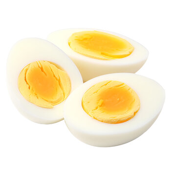 boiled eggs cut into half isolated on transparent background - generative ai