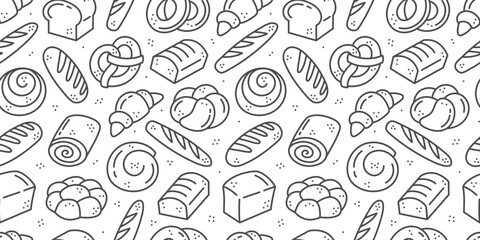 Fototapeta premium Seamless line pattern with different backed products 
