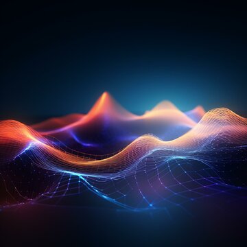 Flowing Data Waves Technology Background Wallpaper