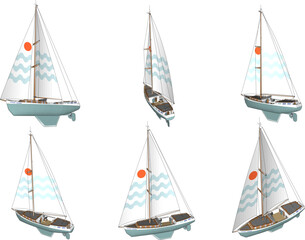 Vector sketch illustration design of a yatch with a tall sail sailing in the ocean