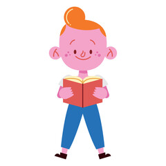 student back to school with book