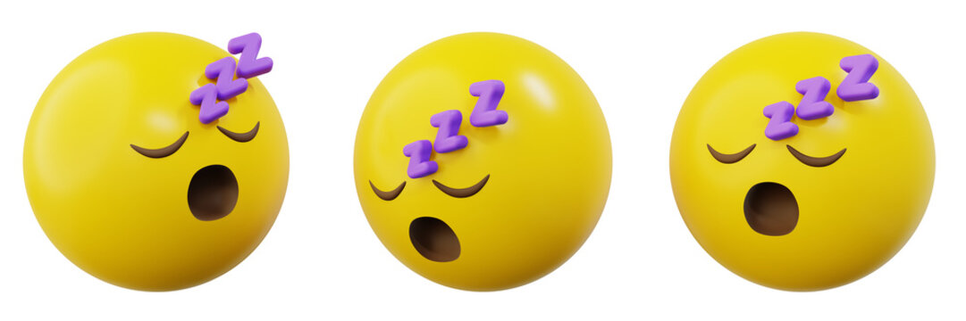Naklejki 3d Emoticon or Smiley sleeping or sleepy face yellow ball emoji