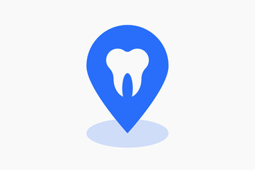 Geometric  location of dental clinic illustration in flat style design. Vector illustration. Duotone blue.