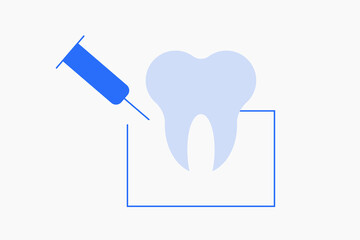 Geometric  tooth injection  illustration in flat style design. Vector illustration. Duotone blue.