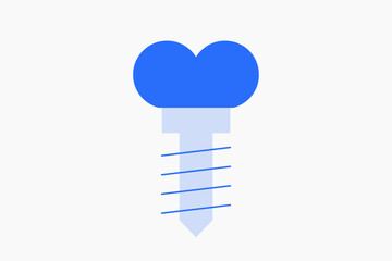 Geometric  pin for a tooth illustration in flat style design. Vector illustration. Duotone blue.