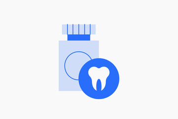 Geometric dentistry medicine illustration in flat style design. Vector illustration. Duotone blue.