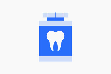 Geometric dentistry medicine illustration in flat style design. Vector illustration. Duotone blue.