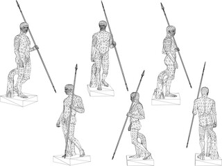 Vector sketch illustration design of classical statue of greek roman sportsman