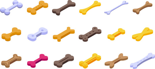 Dog Bone icons set isometric vector. Animal pet. Food candy