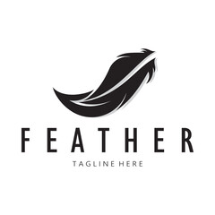 Feather logo, feather pen logo, law firm feather logo vector simple design