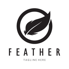 Feather logo, feather pen logo, law firm feather logo vector simple design