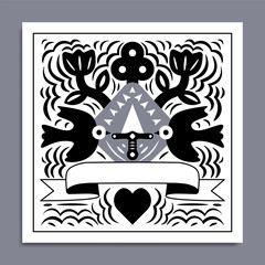 Monochrome Bandana, Adventure Flat Illustration